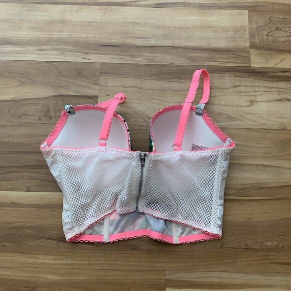 Victoria's Secret Dream Angels 34DD Padded Demi Neon Floral Zip Bralette - Picture 4 of 8